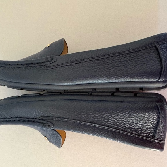 Coach Dark Blue Leather Loafers with Gold Accent - Picture 9 of 10